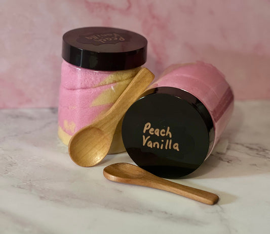 Peach, vanilla sugar scrub